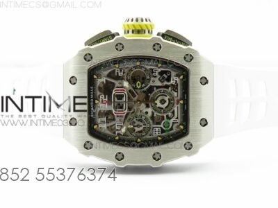 RM11-03 SS KVF 1:1 Best Edition Crystal Skeleton Dial on White Racing Rubber Strap A7750 - Image 3