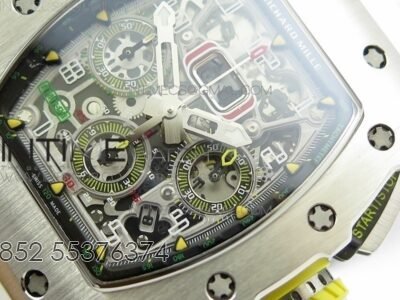 RM11-03 SS KVF 1:1 Best Edition Crystal Skeleton Dial on White Racing Rubber Strap A7750 - Image 4