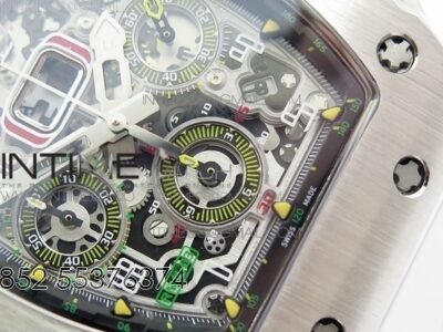 RM11-03 SS KVF 1:1 Best Edition Crystal Skeleton Dial on White Racing Rubber Strap A7750 - Image 5