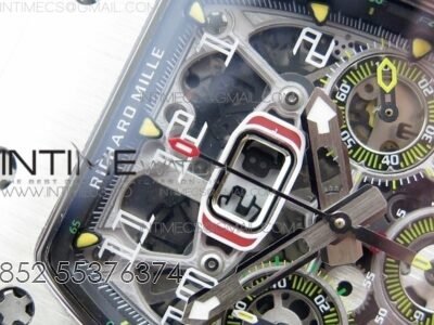 RM11-03 SS KVF 1:1 Best Edition Crystal Skeleton Dial on White Racing Rubber Strap A7750 - Image 6