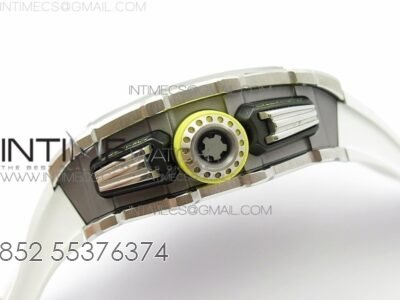 RM11-03 SS KVF 1:1 Best Edition Crystal Skeleton Dial on White Racing Rubber Strap A7750 - Image 7