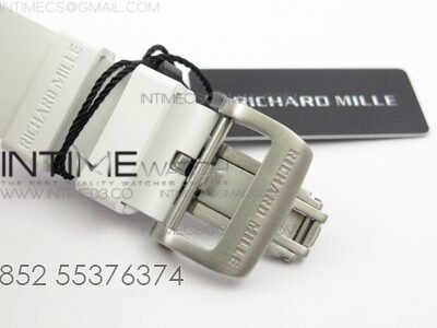 RM11-03 SS KVF 1:1 Best Edition Crystal Skeleton Dial on White Racing Rubber Strap A7750 - Image 9