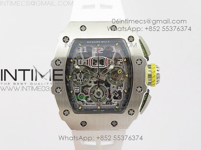 rm11-03-ss-kvf-1-1-best-edition-crystal-skeleton-dial-on-white-racing-rubber-strap-a7750.jpg RM11-03 SS KVF 1:1 Best Edition Crystal Skeleton Dial on White Racing Rubber Strap A7750 - Image 1