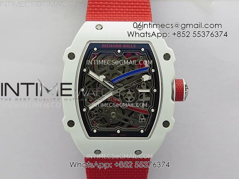 rm67-02-black-inner-bezel-real-white-ceramic-11-best-edition-skeleton-dial-on-red-nylon-strap-crma7-clone.jpg RM67-02 Black Inner Bezel Real White Ceramic 1:1 Best Edition Skeleton Dial On Red Nylon strap CRMA7 Clone - Image 1