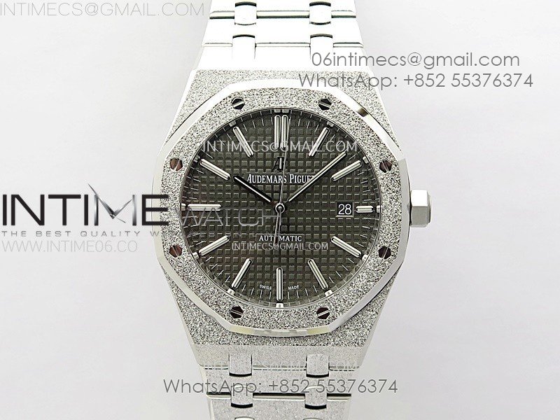 Royal Oak 41mm 15410 Frosted SS APSF 1:1 Best Edition Gray Textured Dial on SS Bracelet SA3120 Super Clone