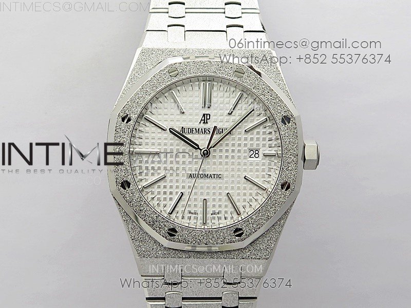 Royal Oak 41mm 15410 Frosted SS APSF 1:1 Best Edition White Textured Dial on SS Bracelet SA3120 Super Clone