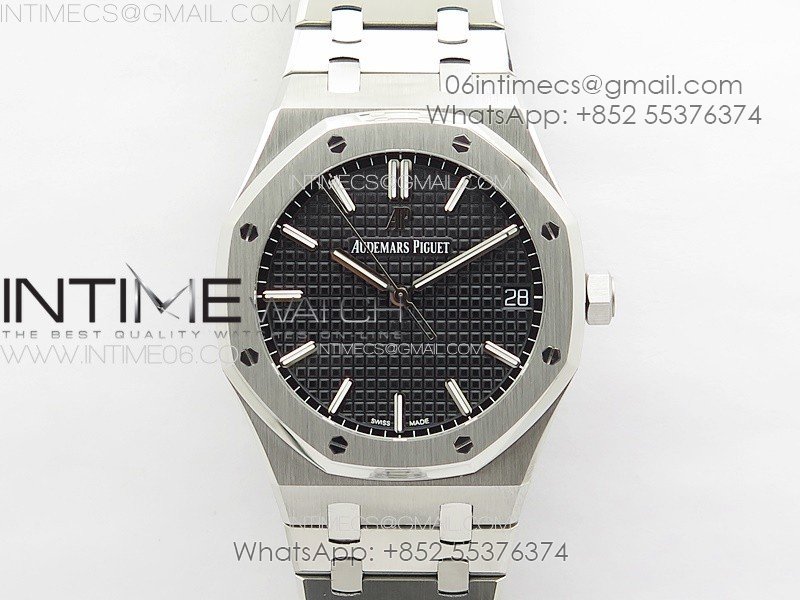 Royal Oak 41mm 15500 SS APSF 1:1 Best Edition Black Textured Dial on SS Bracelet A4302 Super Clone