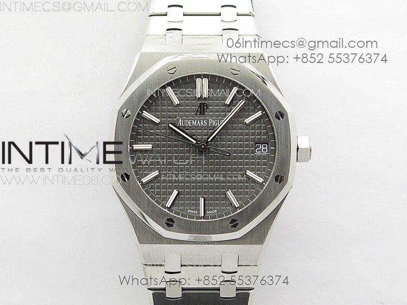Royal Oak 41mm 15500 SS APSF 1:1 Best Edition Gray Textured Dial on SS Bracelet A4302 Super Clone