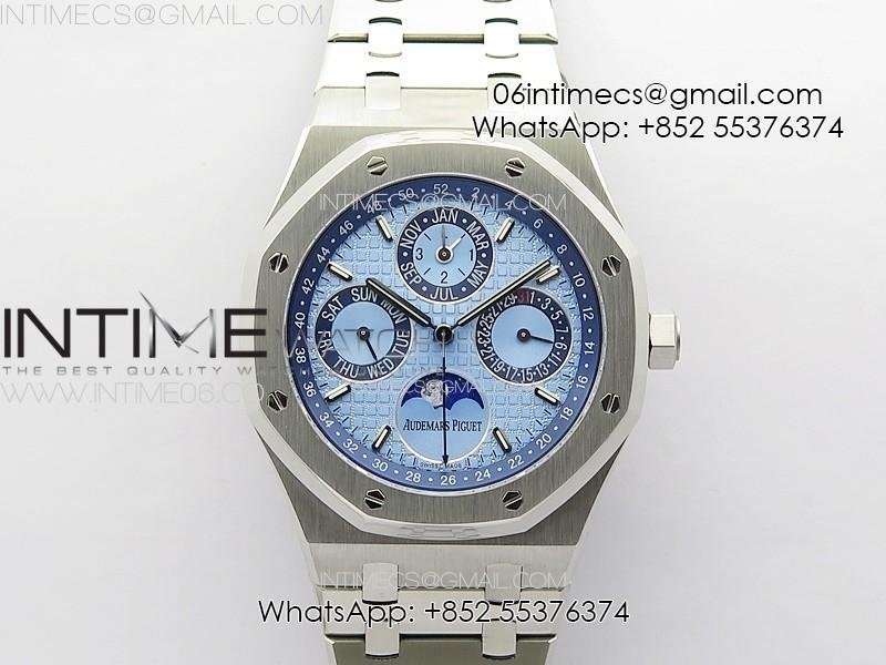 royal-oak-41mm-complicated-26574-ss-apsf-1-1-best-edition-ice-blue-dial-on-ss-bracelet-a5134-chs-v2.jpg Royal Oak 41mm Complicated 26574 SS APSF 1:1 Best Edition Ice blue Dial on SS Bracelet A5134 (CHS) V2 - Image 1