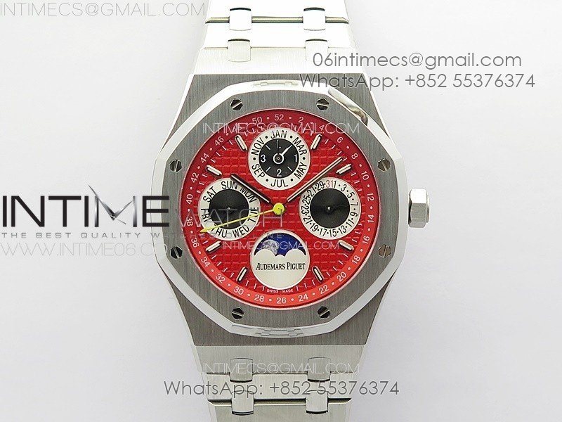 Royal Oak 41mm Complicated 26574 SS APSF 1:1 Best Edition Red Dial on SS Bracelet A5134 (CHS) V2