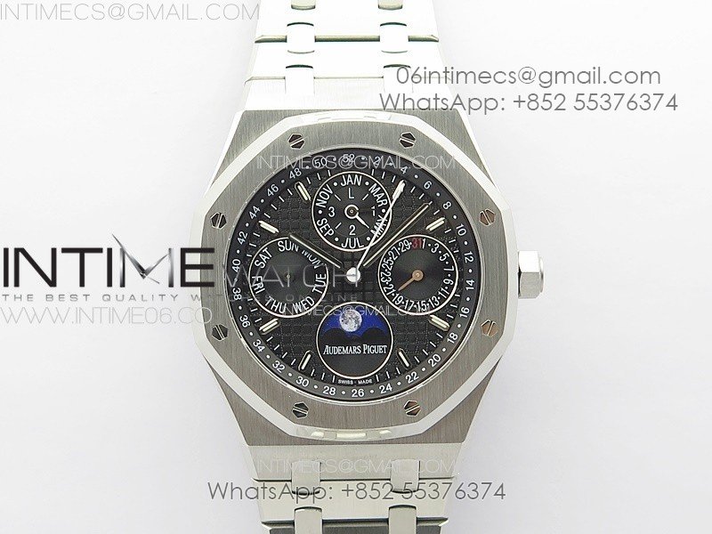 Royal Oak 41mm Complicated 26574 SS APSF1:1 Best Edition Black Dial on SS Bracelet A5134