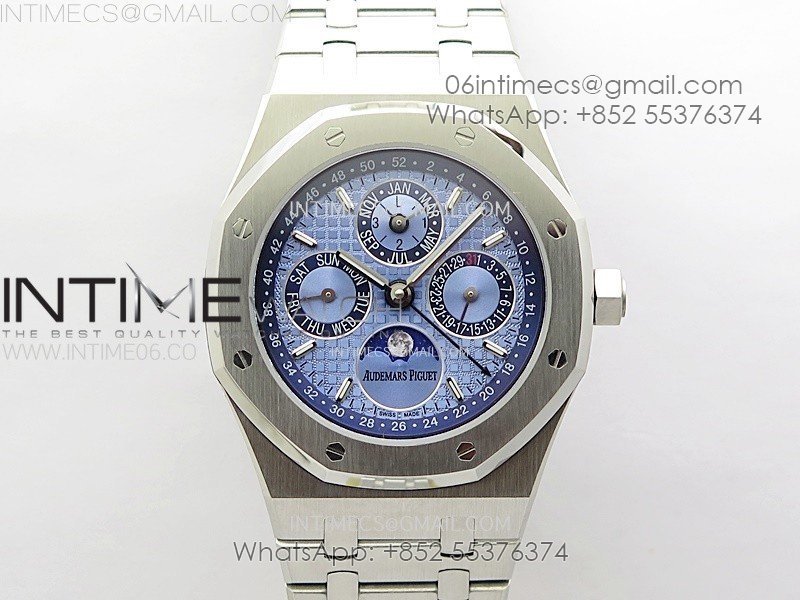 Royal Oak 41mm Complicated 26574 SS BBS Best Edition Ice Blue Dial on SS Bracelet A5134