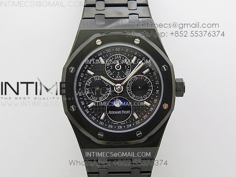 Royal Oak 41mm Perpetual Calendar 26579CE Black SS BBS Best Edition On Black SS Bracelet A5134