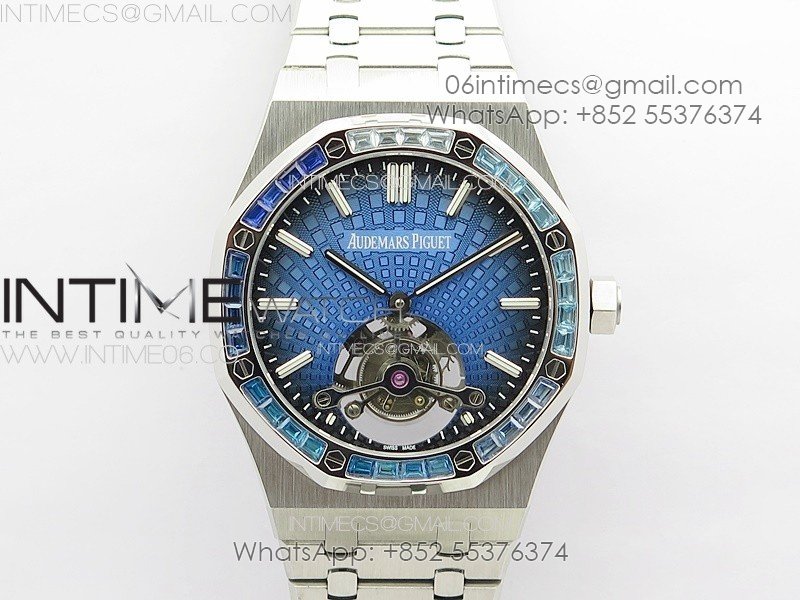 Royal Oak 41mm Tourbillon SS Color T Crystal Bezel BBS Best Edition Blue Dial on SS Bracelet