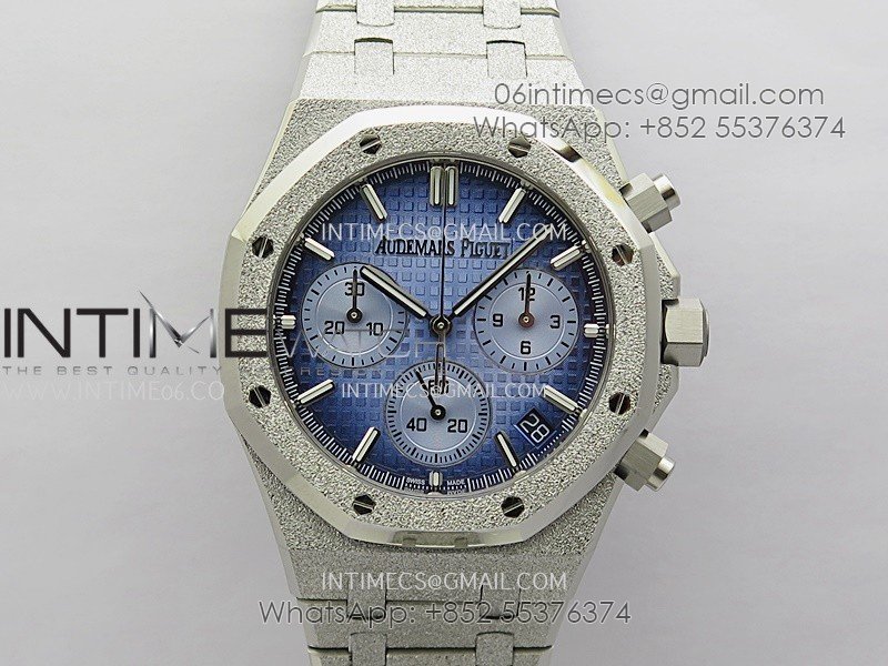 Royal Oak Chrono 26239BC Frosted SS APSF 1:1 Best Edition Ombre Blue Dial On Bracelet SA4401 Super Clone (Free Sprung)