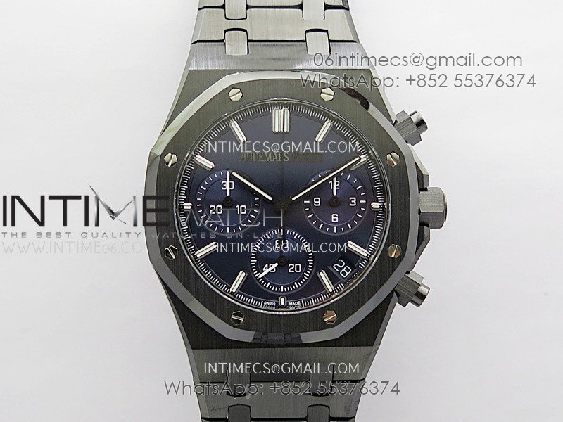 Royal Oak Chrono 26240 Black Ceramic V2 APSF 1:1 Best Edition Blue Dial On Ceramic Bracelet Super Clone SA4401 (Free Sprung)