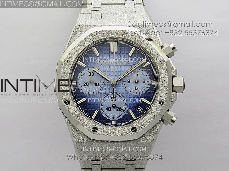 Royal Oak Chrono 26240 Frosted SS APSF 1:1 Best Edition Ice Blue Dial On Bracelet SA4401 Super Clone