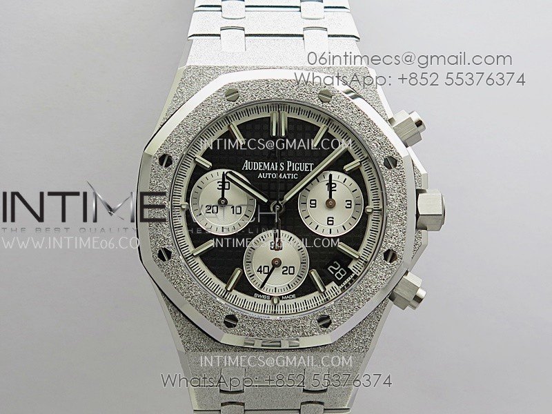Royal Oak Chrono 26240 Frosted SS Gain Weight V2 DDF 1:1 Best Edition Black Dial Frosted SS Bracelet Super Clone DD4401(SW Dial)