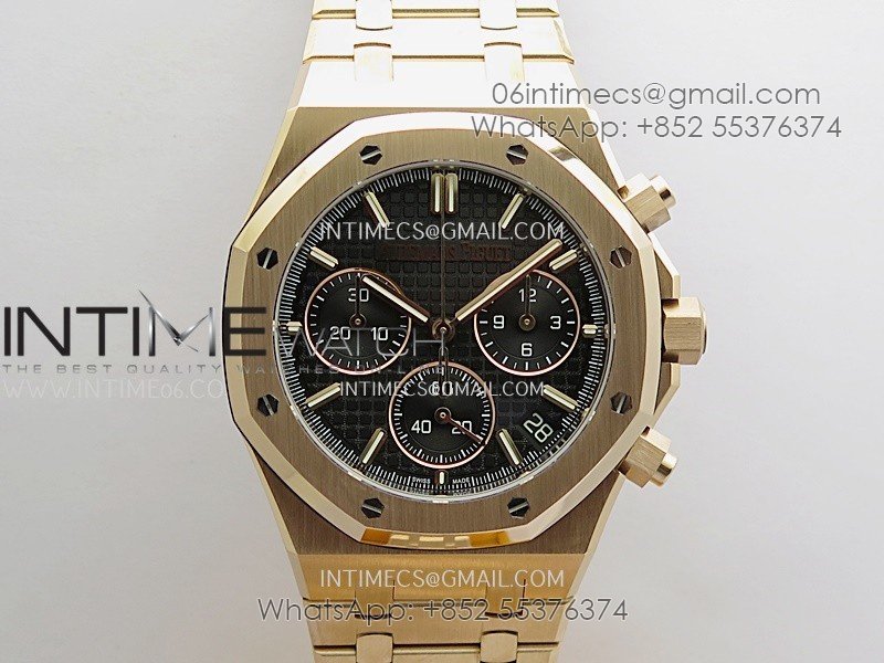 Royal Oak Chrono 26240 RG Gain Weight V2 DDF 1:1 Best Edition Black Dial RG Bracelet Super Clone DD4401 (SW Dial)