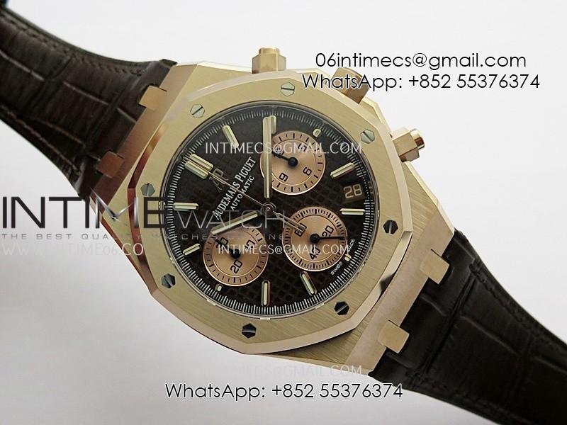 Royal Oak Chrono 26240 RG Gain Weight V2 DDF 1:1 Best Edition Brown Dial On Brown Leather Strap Super Clone DD4401 (SW Dial)
