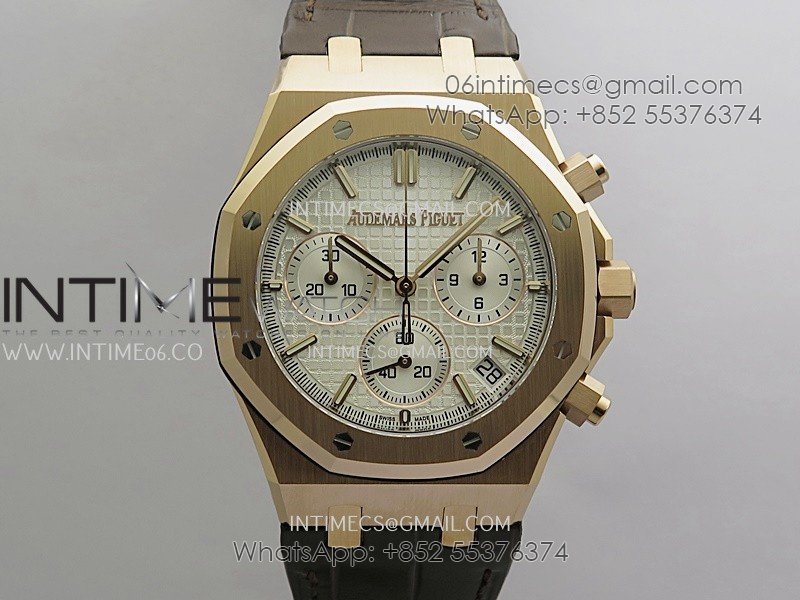 Royal Oak Chrono 26240 RG Gain Weight V2 DDF 1:1 Best Edition Silver Dial On Brown Leather Strap Super Clone DD4401 (SW Dial)