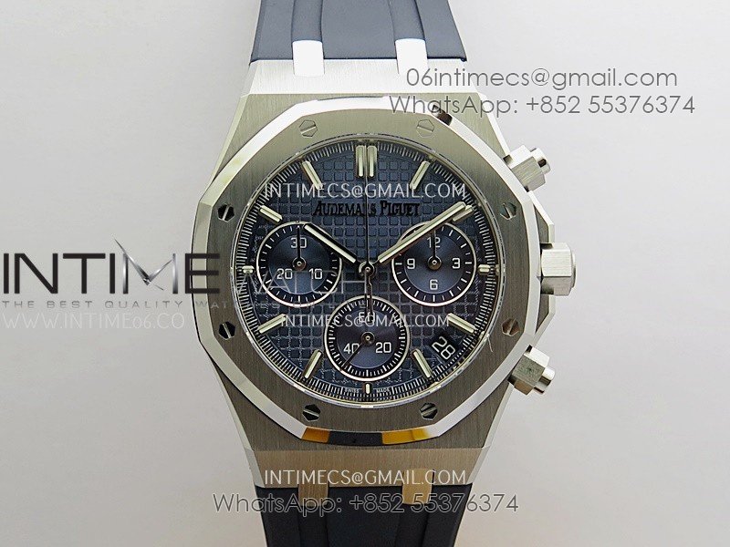 Royal Oak Chrono 26240 SS V2 DDF 1:1 Best Edition Blue Dial On Black Rubber Strap Super Clone DD4401 (SW Dial)