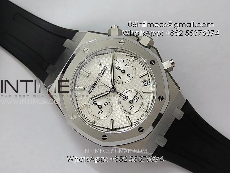 Royal Oak Chrono 26240 SS V2 DDF 1:1 Best Edition Silver Dial On Black Rubber Strap Super Clone DD4401 (SW Dial)