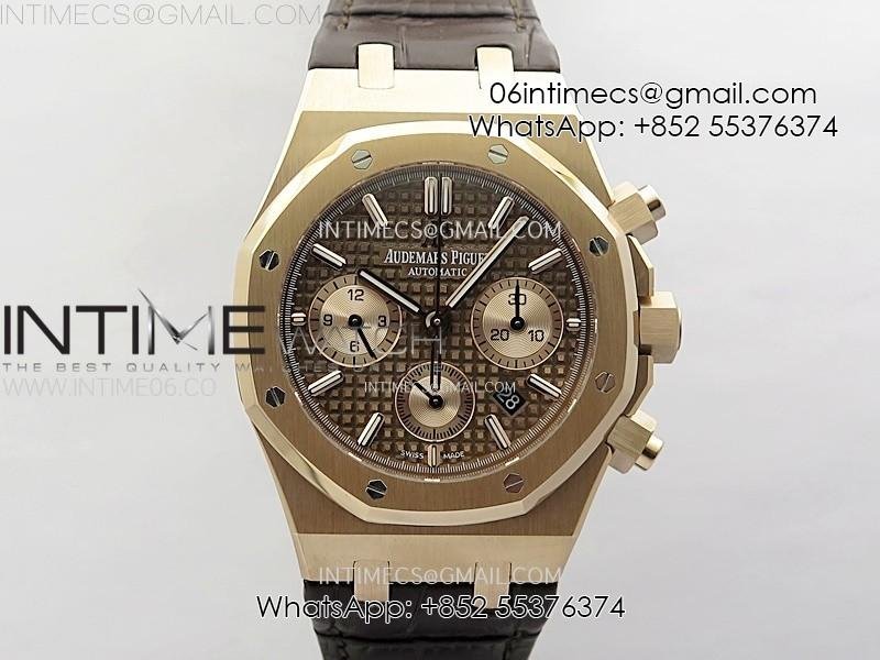 royal-oak-chrono-26331st-rg-ipf-11-best-edition-brown-dial-rose-gold-subdial-on-brown-leather-strap-a7750.jpg Royal Oak Chrono 26331ST RG IPF 1:1 Best Edition Brown Dial rose gold subdial on Brown Leather Strap A7750 - Image 1