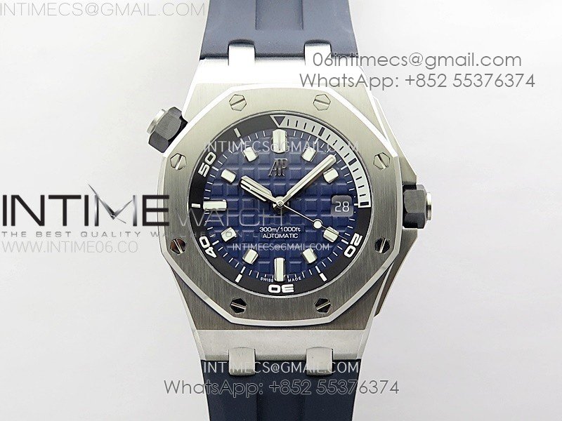 Royal Oak Offshore Diver 15720 APSF 1:1 Best Edition Blue Dial on Blue Rubber Strap SA4308