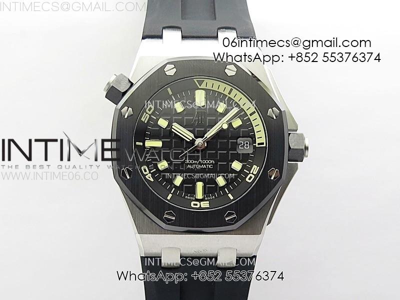 Royal Oak Offshore Diver 15720 Ceramic Bezel APSF 1:1 Best Edition Black Dial on Black Rubber Strap SA4308