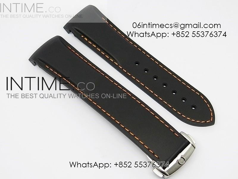 rubber-strap-for-45mm-ceramic-planet-ocean-black-orange-stitching.jpg Rubber Strap For 45mm Ceramic Planet Ocean Black/Orange Stitching - Image 1