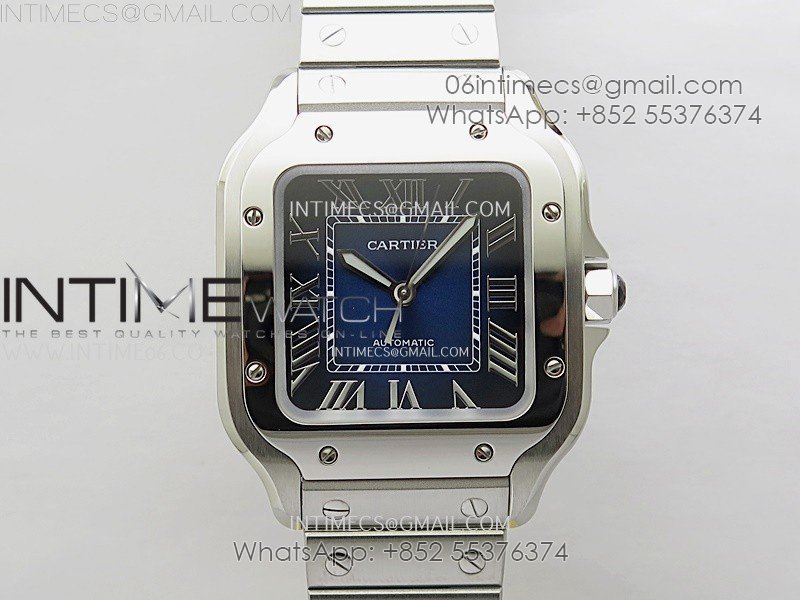 Santos de Cartier 35mm SS BVF 1:1 Best Edition Blue Dial on SS SmartLinks Bracelet MIYOTA 9015