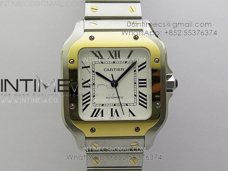 Santos de Cartier 35mm SS/YG 2018 BVF 1:1 Best Edition White Dial on SS/YG SmartLinks Bracelet MIYOTA 9015 V2