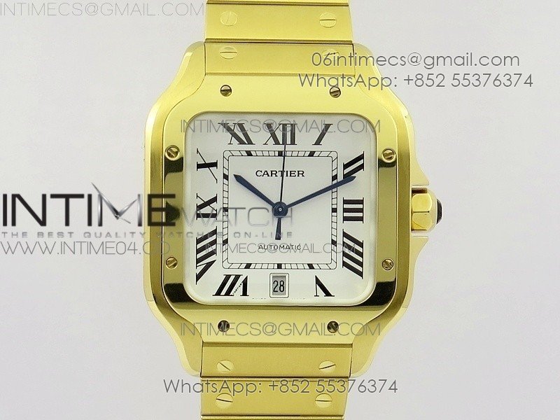 Santos de Cartier 40mm 2018 BVF 1:1 Best Edition YG White Dial on YG SmartLinks Bracelet MIYOTA 9015