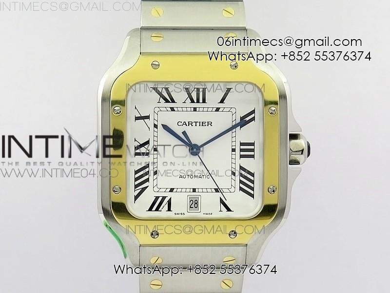 Santos de Cartier 40mm 2018 SS/YG BVF 1:1 Best Edition YG Bezel White Dial on SS/YG SmartLinks Bracelet MIYOTA 9015