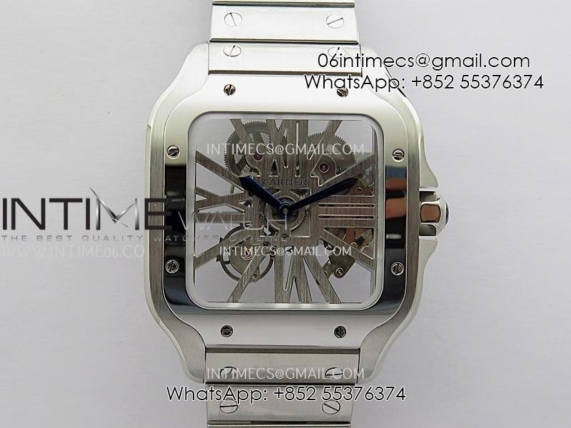 Santos de Cartier Skeleton SS MLF Skeleton Dial On SS SmartLink Bracelet Super Clone 9611MC