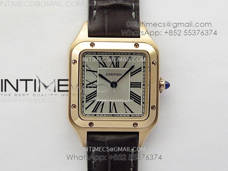 Santos Dumont 38mm RG F1F Best Edition Silver Dial on Black Leather Strap Quartz