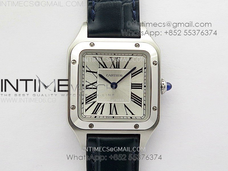 Santos Dumont 38mm SS F1F Best Edition Silver Dial on Blue Leather Strap Quartz