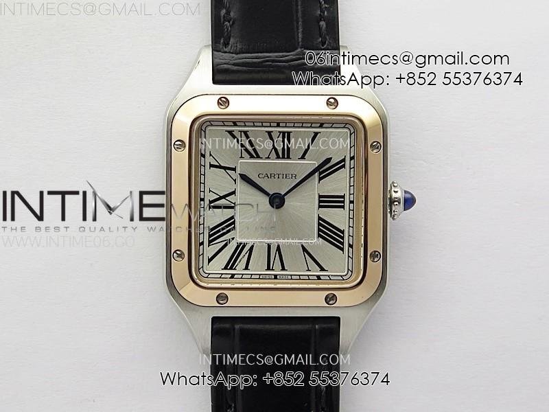 Santos Dumont 38mm SS/RG F1F Best Edition Silver Dial on Black Leather Strap Quartz