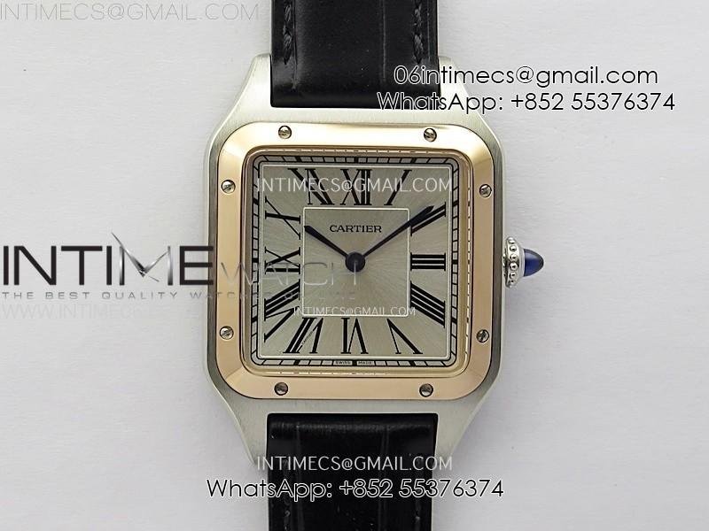 Santos Dumont 43.5mm SS/RG F1F Best Edition Silver Dial on Black Leather Strap Quartz