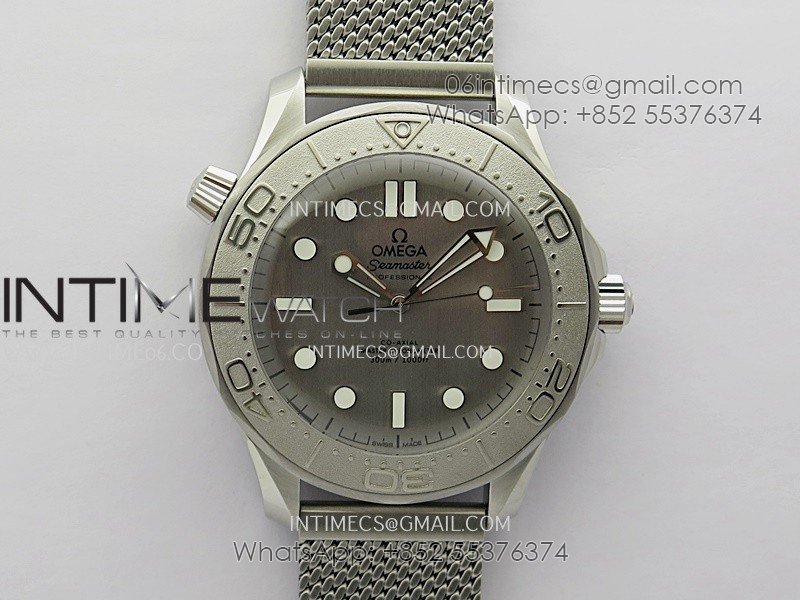 Seamaster 300M 42mm Titanium Bezel SS VSF Best Edition Gray Dial On SS Mesh Bracelet A8806