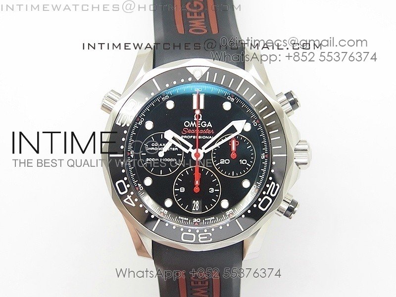 Seamaster 300m Diver SS Black Dial Black Inner Bezel on Black Rubber Strap A7750