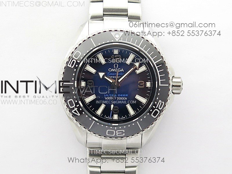 Seamaster 6000M Ultra Deep SS TF 1:1 Best Edition Blue Dial Blue Ceramic Bezel on SS Bracelet A2824