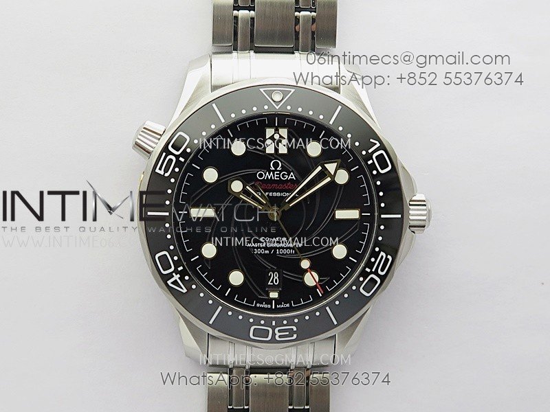 Seamaster Diver 300M 007 SS V4 VSF 1:1 Best Edition Black Wave Textured Dial On SS Bracelet Super Clone Asian 8800