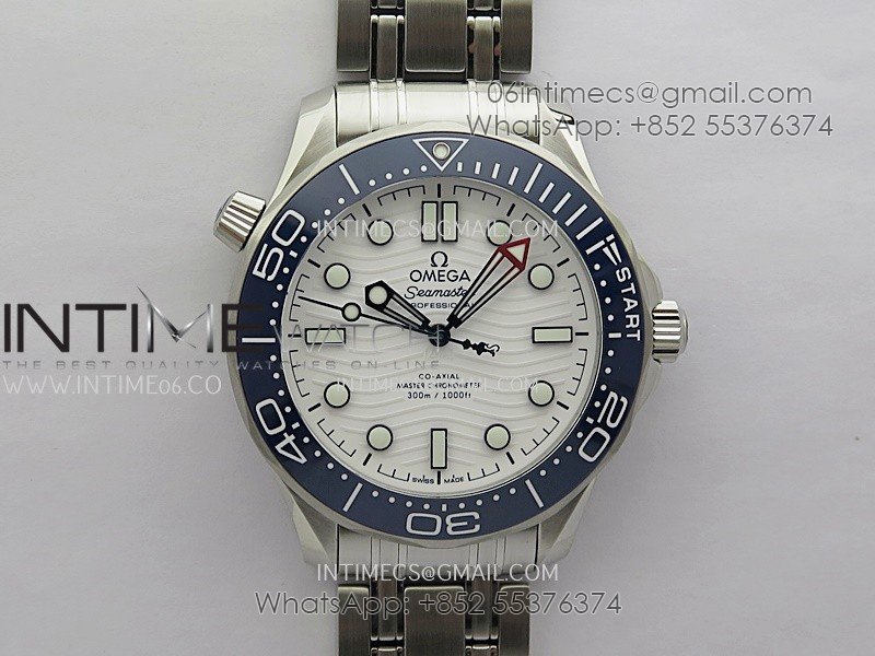 Seamaster Diver 300M Americas Cup SS V4 VSF 1:1 Best Edition White Wave Ceramic Dial On SS Bracelet Super Clone Asian 8800