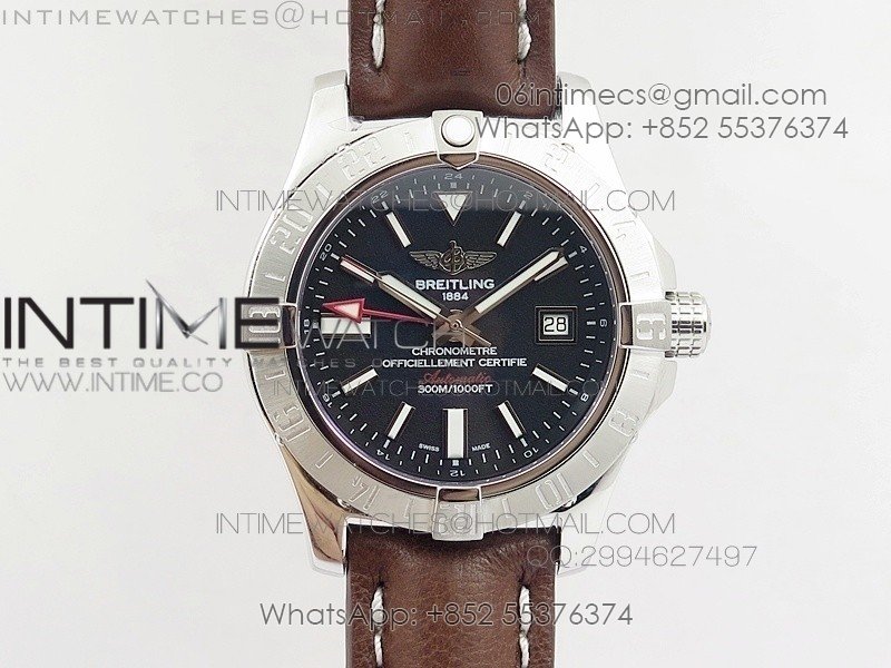 Seawolf SS Black Stick Marker Dial on Leather strap A2836