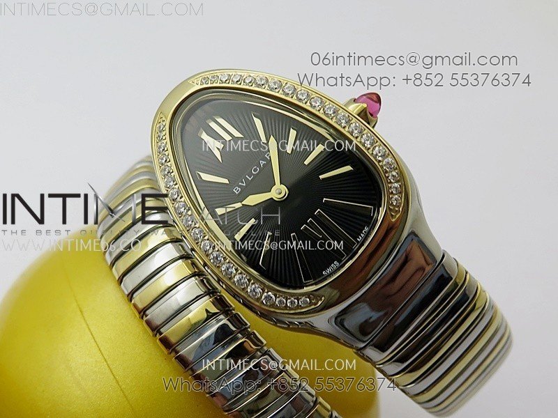 Serpenti 35mm Diamond Bezel SS/YG BVF 1:1 Best Edition Black Dial on SS/YG Bracelet Ronda Quartz