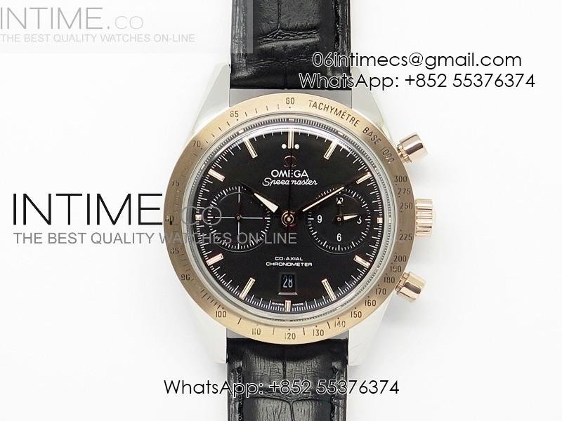 Speedmaster Professional RG/SS Case Black Dial Best Edition on Black Leather strap A9300