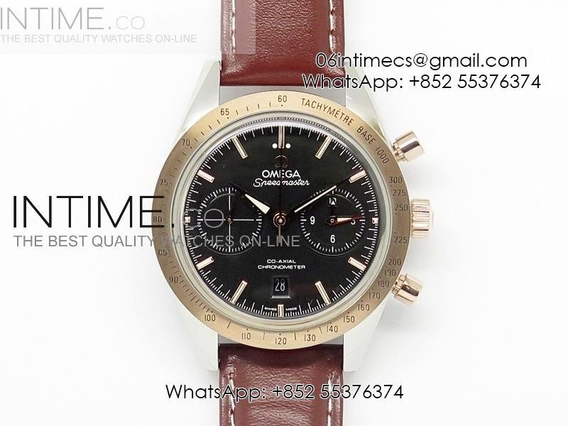 Speedmaster Professional RG/SS Case Black Dial Best Edition on Brown Leather strap A9300
