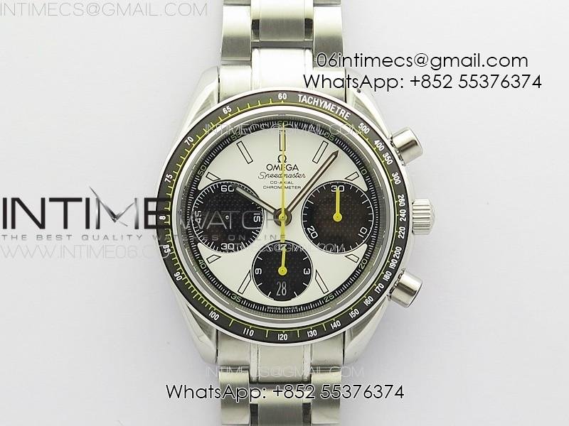 Speedmaster SS HRF 1:1 Best Edition White Dial Black Subdial on SS Bracelet A7750